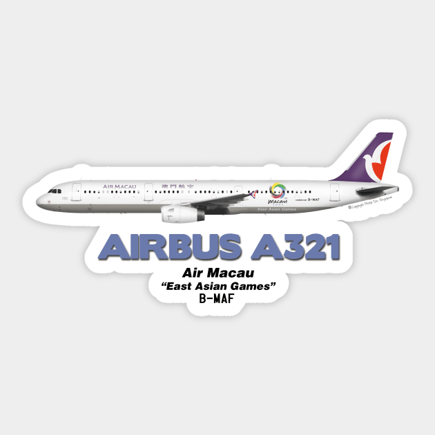 Airbus A321 - Air Macau "East Asian Games" Sticker by TheArtofFlying